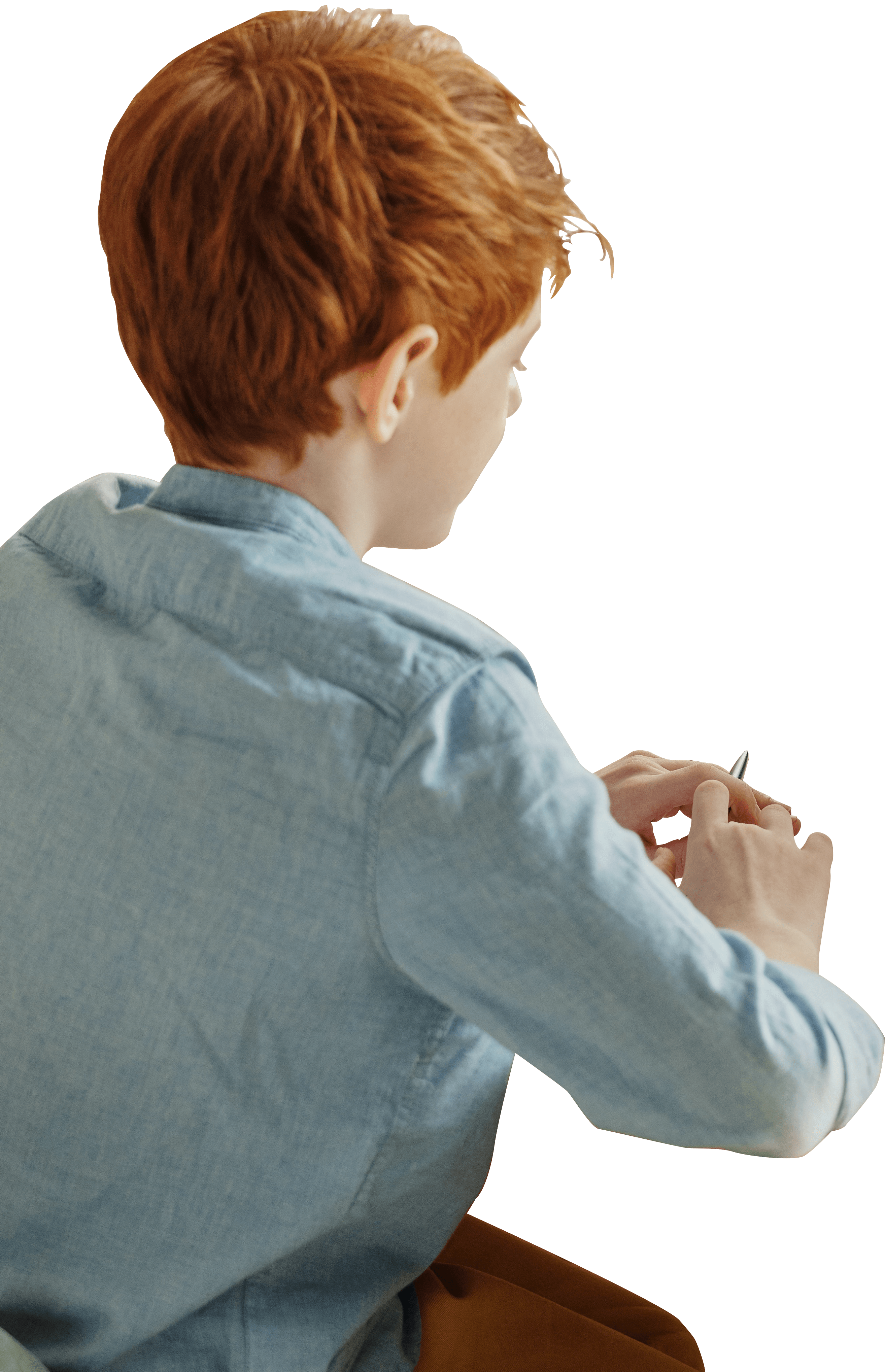 Teen boy with pencil