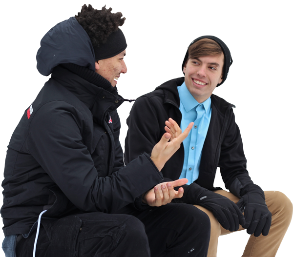 Two teens talking to one another